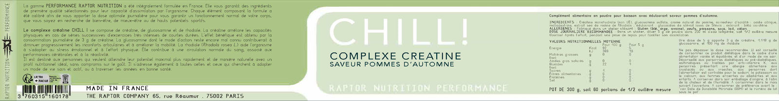 CHILL ! - Complexe Créatine - Force, Anti-Fatigue, Articulations