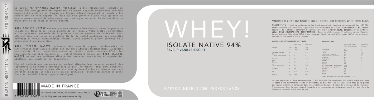 Whey Isolate Native 94% - Issue du lait 100% français